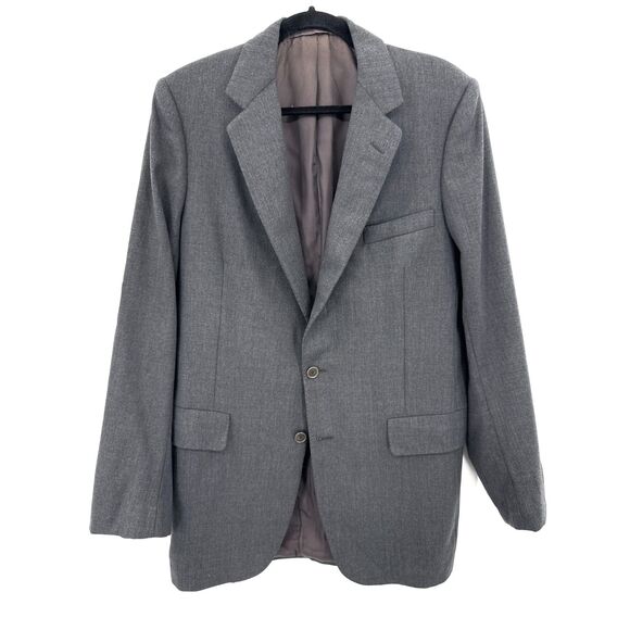 BURBERRY Vintage Dark Gray 2 Button Blazer Jacket Size Large 40" 40L - Picture 1 of 11